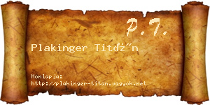 Plakinger Titán névjegykártya